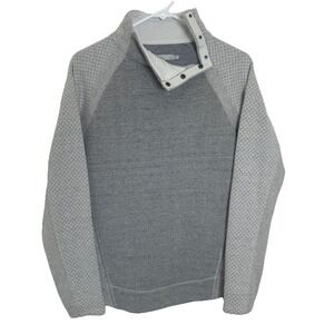 Prana Brandie Fleece Lined Wool Snap Collar Pullover Sweater Gray & Bone Woman M
